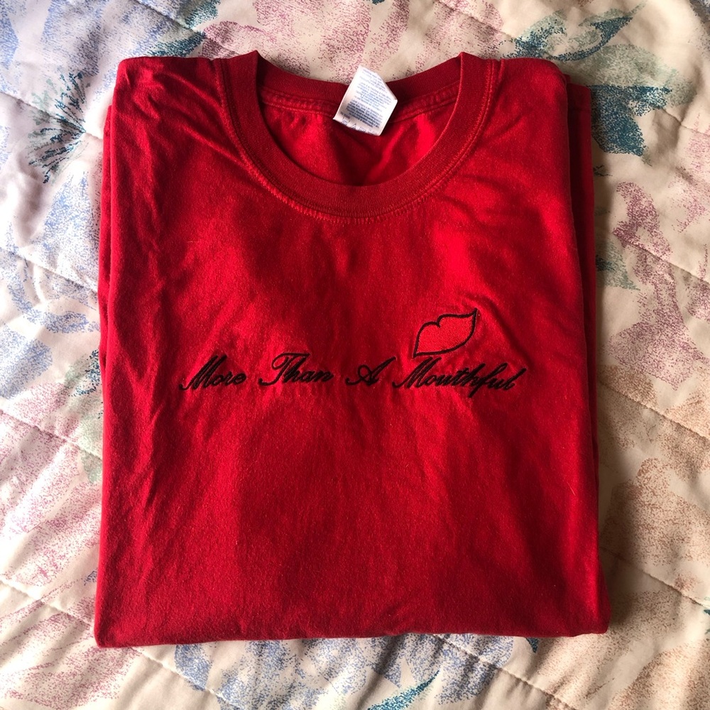 Vintage MORE THAN A MOUTHFUL Novelty Tee Red XXL